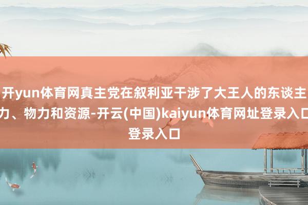 开yun体育网真主党在叙利亚干涉了大王人的东谈主力、物力和资源-开云(中国)kaiyun体育网址登录入口