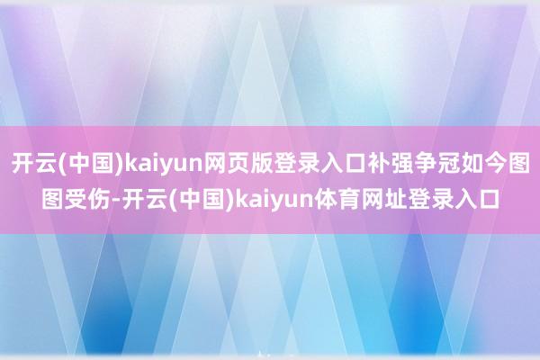 开云(中国)kaiyun网页版登录入口补强争冠如今图图受伤-开云(中国)kaiyun体育网址登录入口