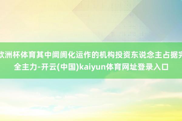 欧洲杯体育其中阛阓化运作的机构投资东说念主占据完全主力-开云(中国)kaiyun体育网址登录入口